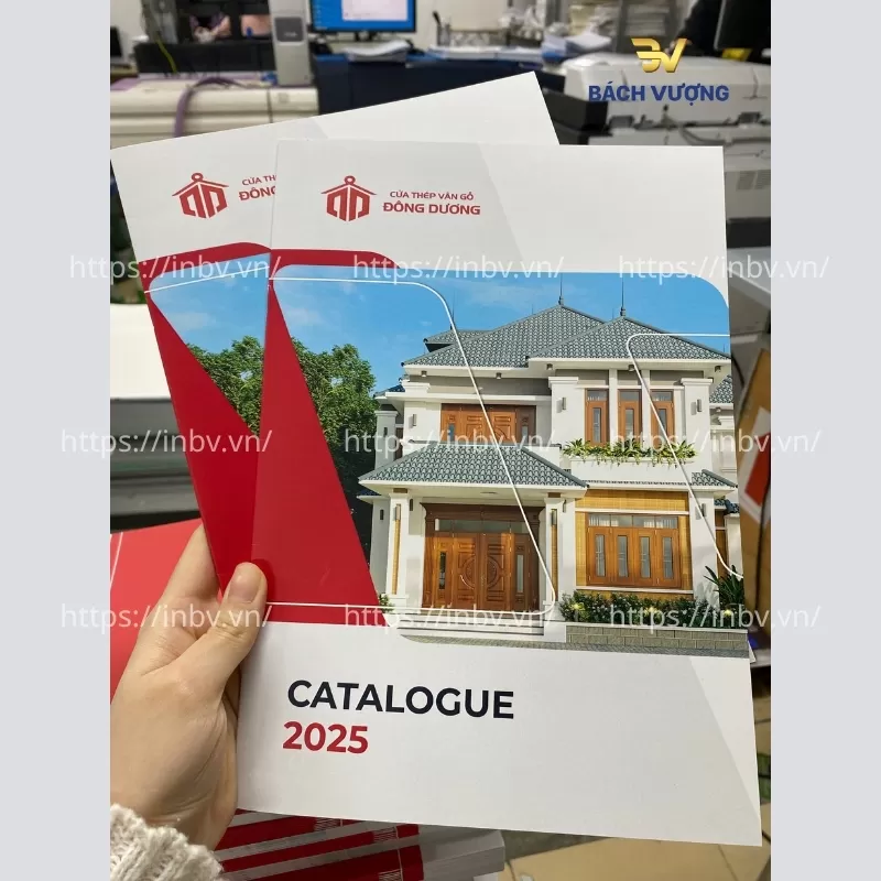 Mẫu in catalogue cửa th&eacute;p v&acirc;n gỗ