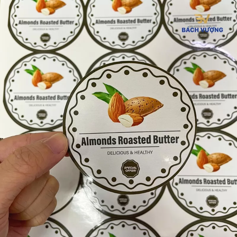 In sticker giới thiệu sản phẩm hạt hạnh nh&acirc;n 