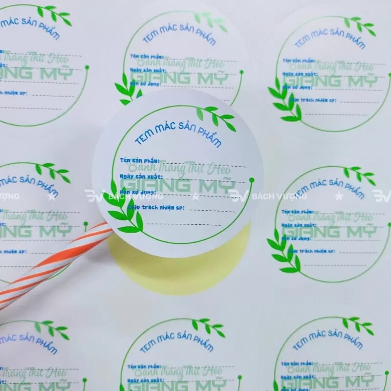 Sticker h&igrave;nh tr&ograve;n dạng tem nh&atilde;n