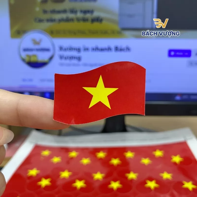 Tem nh&atilde;n in cờ Việt Nam
