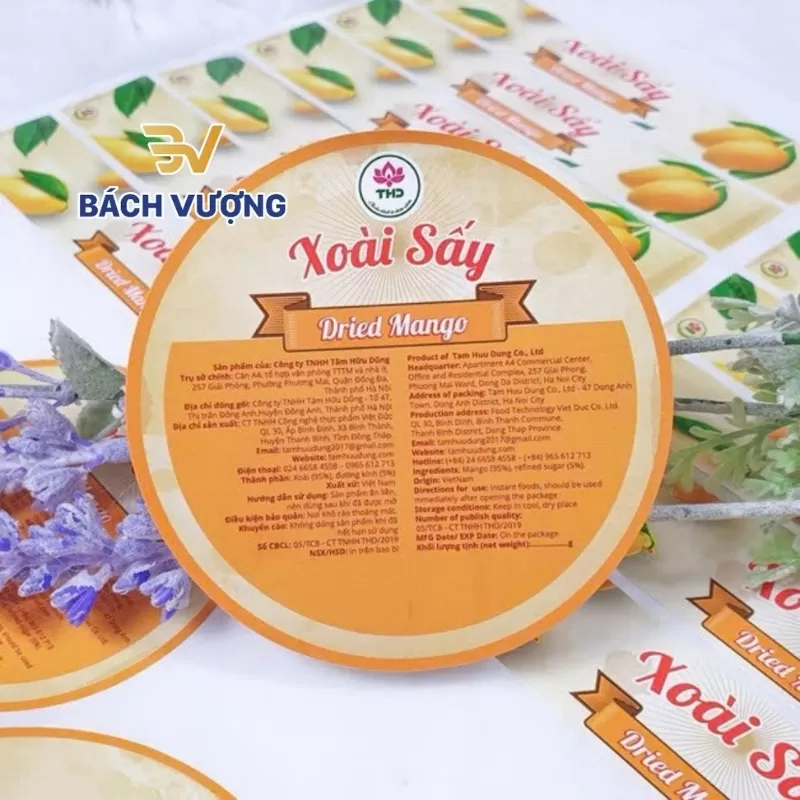 Decal giấy d&aacute;n tr&ecirc;n sản phẩm kh&ocirc; xo&agrave;i