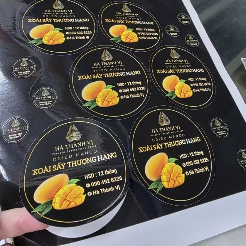 In tem nh&atilde;n decal d&aacute;n bao b&igrave; thực phẩm tr&aacute;i c&acirc;y kh&ocirc; 