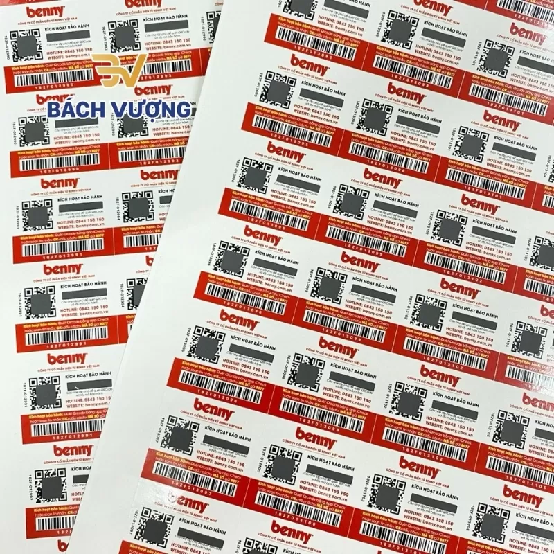Decal in tem m&atilde; vạch 