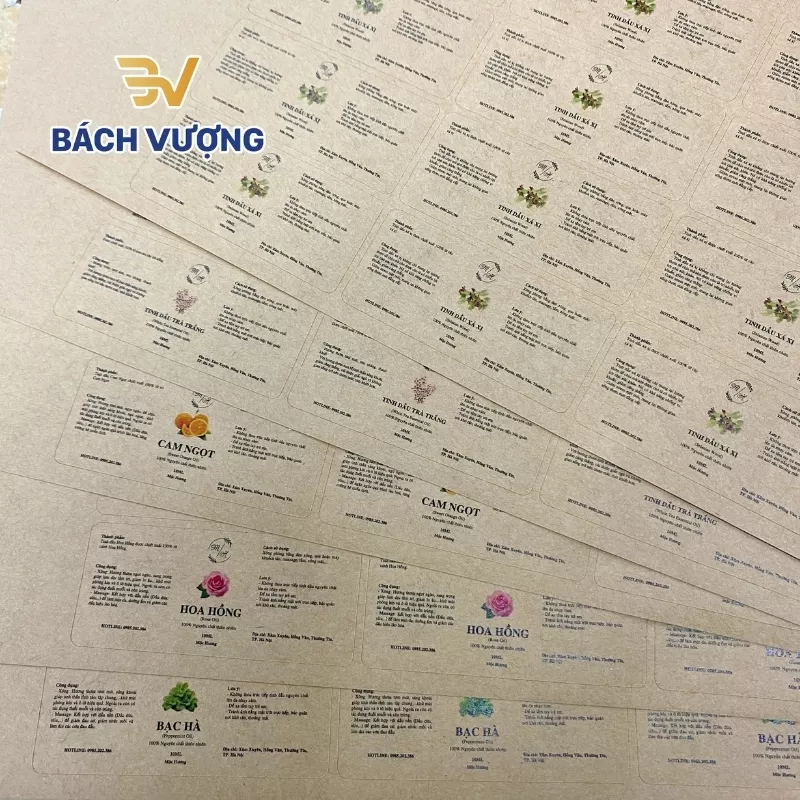 In tem nh&atilde;n sản phẩm đồ ăn uống bằng chất liệu decal giay kraft