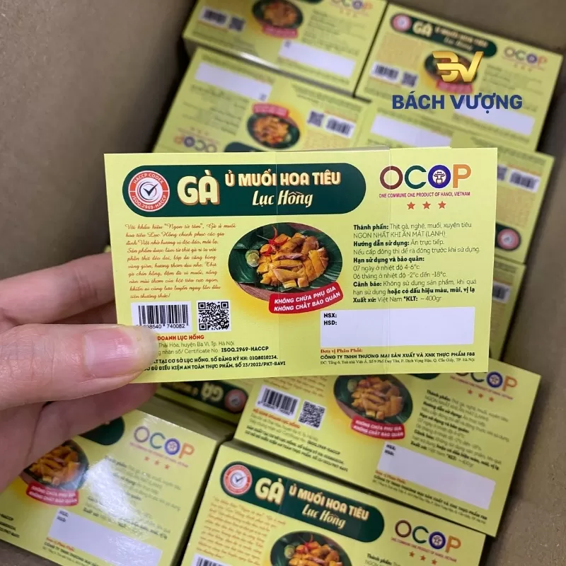 In tem nh&atilde;n g&agrave; ủ muối 