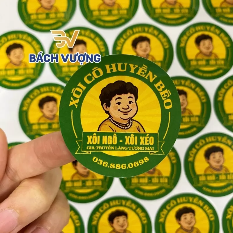 Decal giấy in tem nh&atilde;n co tiệm b&aacute;n x&ocirc;i 