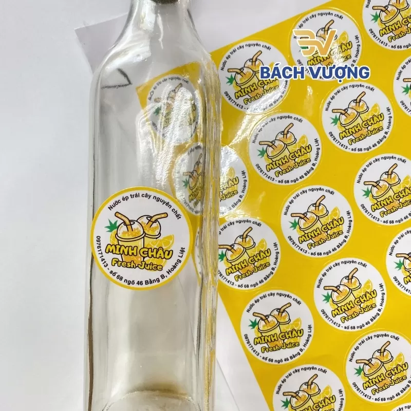 Tem nh&atilde;n in decal nhựa sữa cho đồ uống lạnh 