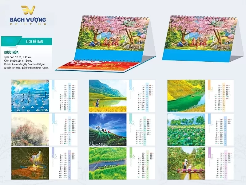 mẫu lịch để b&agrave;n 2027 mang phong c&aacute;ch phong cảnh qu&ecirc; hương tươi đẹp v&agrave; tr&agrave;n đầy sức sống