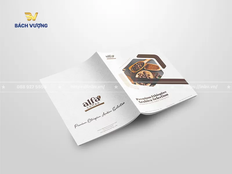 mẫu catalogue coffee khổ đứng giới thiệu sản phẩm tone m&agrave;u kem nh&atilde; nhặn, mộc mạc, sang trọng