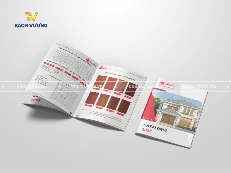 Thiết kế trọn bộ mẫu catalogue cửa sắt giả gỗ hiển thị bảng m&atilde; m&ocirc; h&igrave;nh, c&aacute;ch đọc sản phẩm & bảng m&agrave;u thực tế