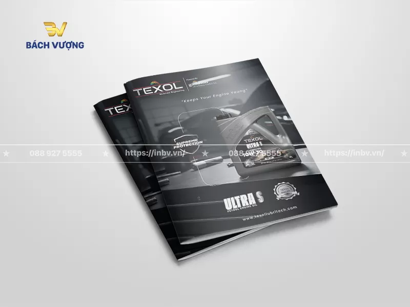 mẫu catalogue dầu nhớt nền đen x&aacute;m phong c&aacute;ch cơ kh&iacute; sang trọng