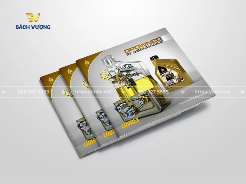 mẫu catalogue dầu nhớt thiết kế đồ họa 3D khối động cơ trong suốt tinh xảo 