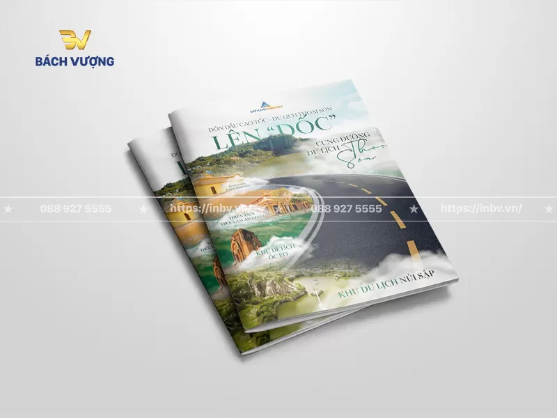 mẫu catalogue du lịch cung đường du lịch Thoại Sơn (An Giang) uốn lượn đẹp mắt, kết hợp c&aacute;c khung h&igrave;nh tr&ograve;n giới thiệu c&aacute;c địa danh nổi tiếng
