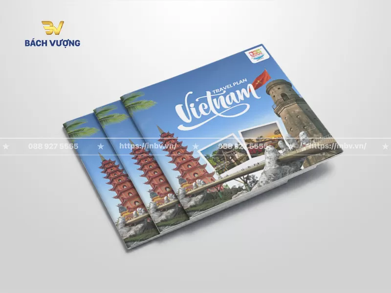 mẫu catalogue du lịch kết hợp giữa c&aacute;c biểu tượng danh lam thắng cảnh bắt mắt & văn h&oacute;a lịch sử l&acirc;u đời của Việt Nam