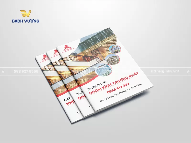 mẫu catalogue nh&ocirc;m k&iacute;nh hiển thị c&aacute;c h&igrave;nh ảnh c&ocirc;ng tr&igrave;nh thực tế k&egrave;m th&ocirc;ng tin số điện thoại & địa chỉ chi tiết