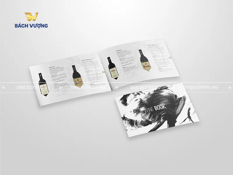mẫu catalogue rượu khổ ngang thiết kế trang b&igrave;a nghệ thuật & layout ruột chứa h&igrave;nh ảnh chai rượu đặt nghi&ecirc;ng ph&aacute; c&aacute;ch v&agrave; c&aacute;c đoạn văn bản m&ocirc; tả chi tiết sản phẩm