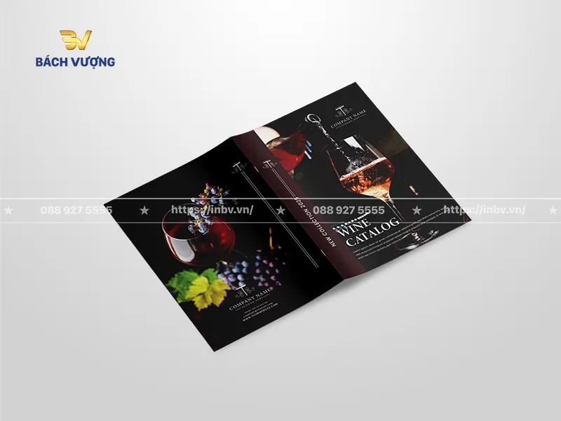 mẫu catalogue rượu thiết kế b&igrave;a đ&ocirc;i tone đen huyền b&iacute; t&ocirc;n vinh nghệ thuật r&oacute;t vang & th&ocirc;ng tin li&ecirc;n hệ