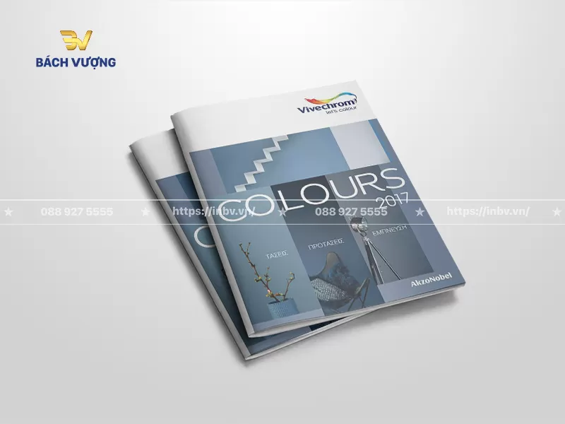 mẫu catalogue sơn thiết kế trang b&igrave;a phối m&agrave;u xanh hiện đại giới thiệu bộ sưu tập m&agrave;u sắc kết hợp h&igrave;nh ảnh minh họa kh&ocirc;ng gian sống
