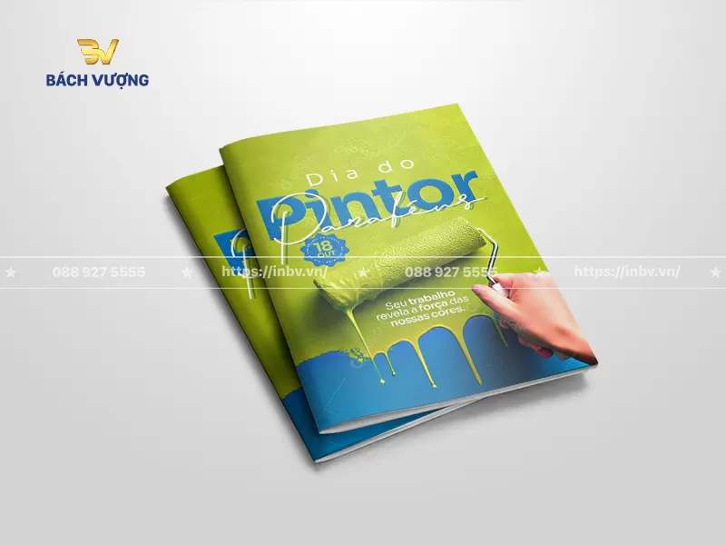 mẫu catalogue sơn với th&ocirc;ng điệp t&ocirc;n vinh gi&aacute; trị nghề nghiệp thiết kế tone xanh cốm tươi m&aacute;t