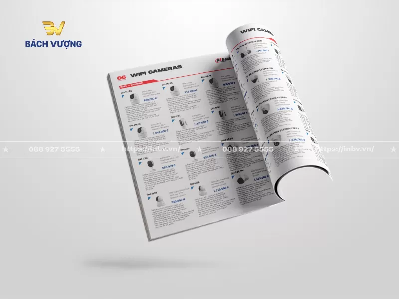 Trang nội dung mẫu catalogue thiết bị điện bố cục dạng lưới giới thiệu danh mục sản phẩm bao gồm h&igrave;nh ảnh minh họa sắc n&eacute;t, m&atilde; sản phẩm, gi&aacute; ni&ecirc;m yết & th&ocirc;ng số kỹ thuật chi tiết