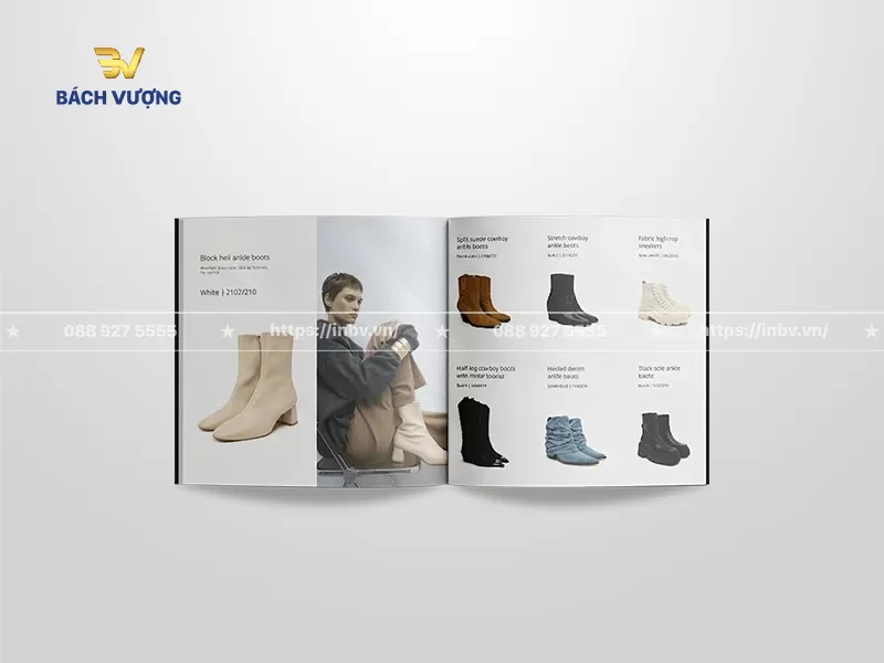 Trang trưng b&agrave;y bộ sưu tập c&aacute;c mẫu gi&agrave;y boots nữ đi k&egrave;m h&igrave;nh ảnh người mẫu minh họa đầy c&aacute; t&iacute;nh mẫu catalogue thời trang