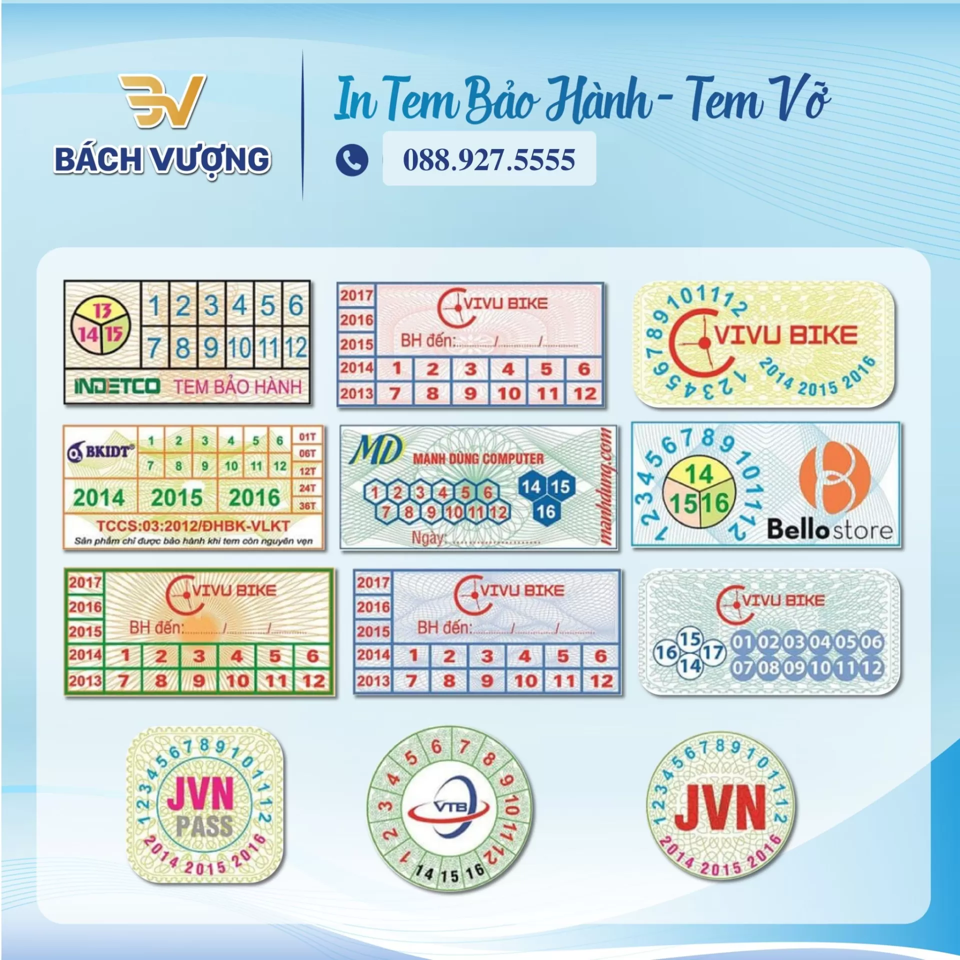 C&aacute;c h&igrave;nh d&aacute;ng phổ biến trong in tem decal vỡ, bảo h&agrave;nh