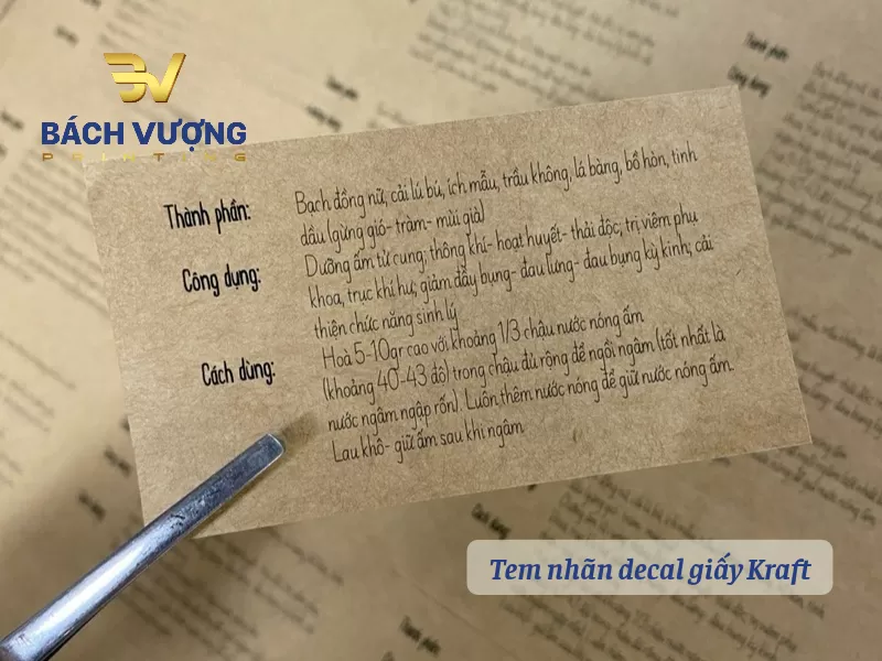 Tem nh&atilde;n decal giấy kraft