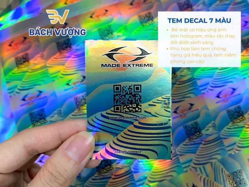Tem decal 7 m&agrave;u hologram chống h&agrave;ng giả