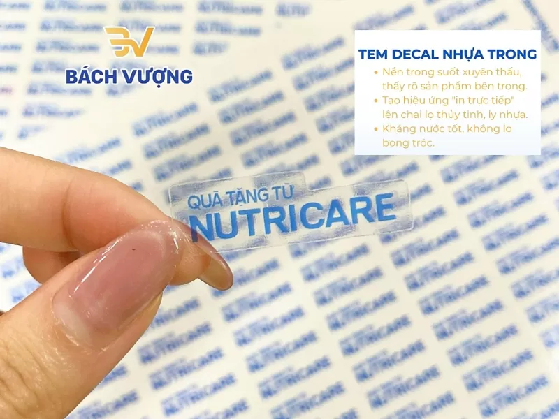 Mẫu tem decal nhựa trong suốt