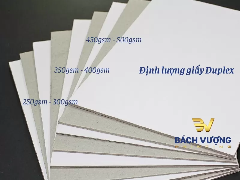 Th&ocirc;ng số định lượng của c&aacute;c loại giấy Duplex