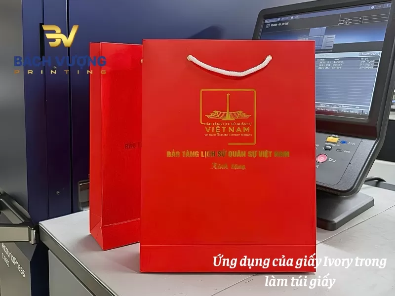 Th&agrave;nh phẩm t&uacute;i qu&agrave; tặng l&agrave;m bằng giấy Ivory