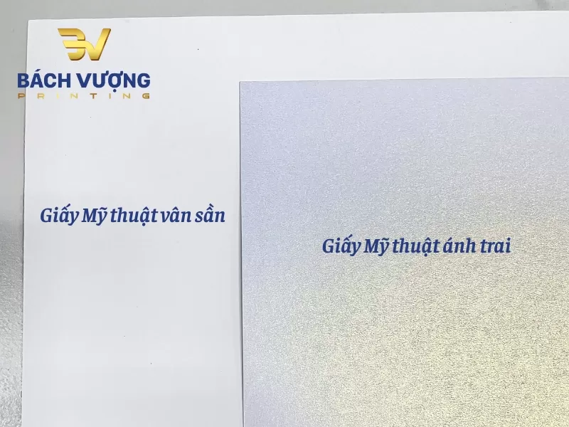 Sự kh&aacute;c biệt về bề mặt giữa d&ograve;ng giấy mỹ thuật v&acirc;n sần v&agrave; giấy mỹ thuật &aacute;nh ngọc trai